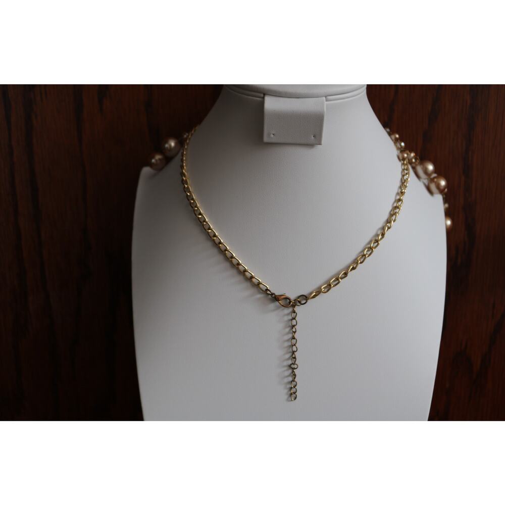 Faux PEARL Necklace Multi Strand 2010s Waterfall Pink Clear 16in - Picture 3 of 11